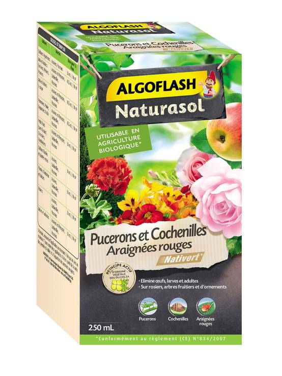 Algoflash Naturasol - Insecticide Pucerons Cochenilles Araignées Rouges - ALGOFLASH NATURASOL