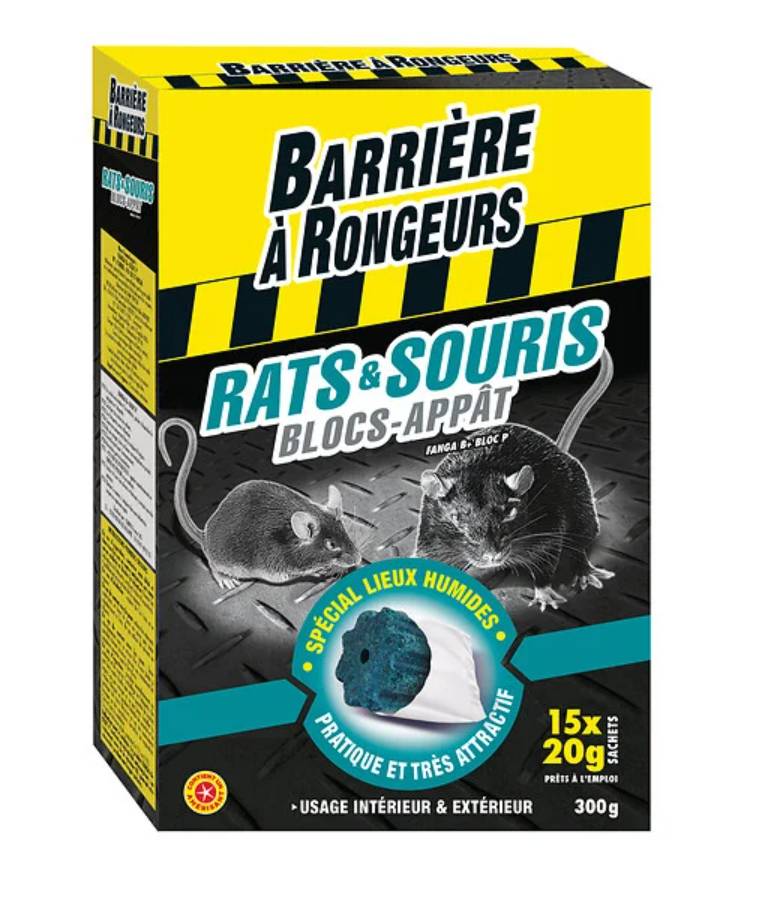 Barrière à rongeurs - Blocs Appâts Préts à l'Emploi Anticoagulant - BARRIERE A RONGEURS