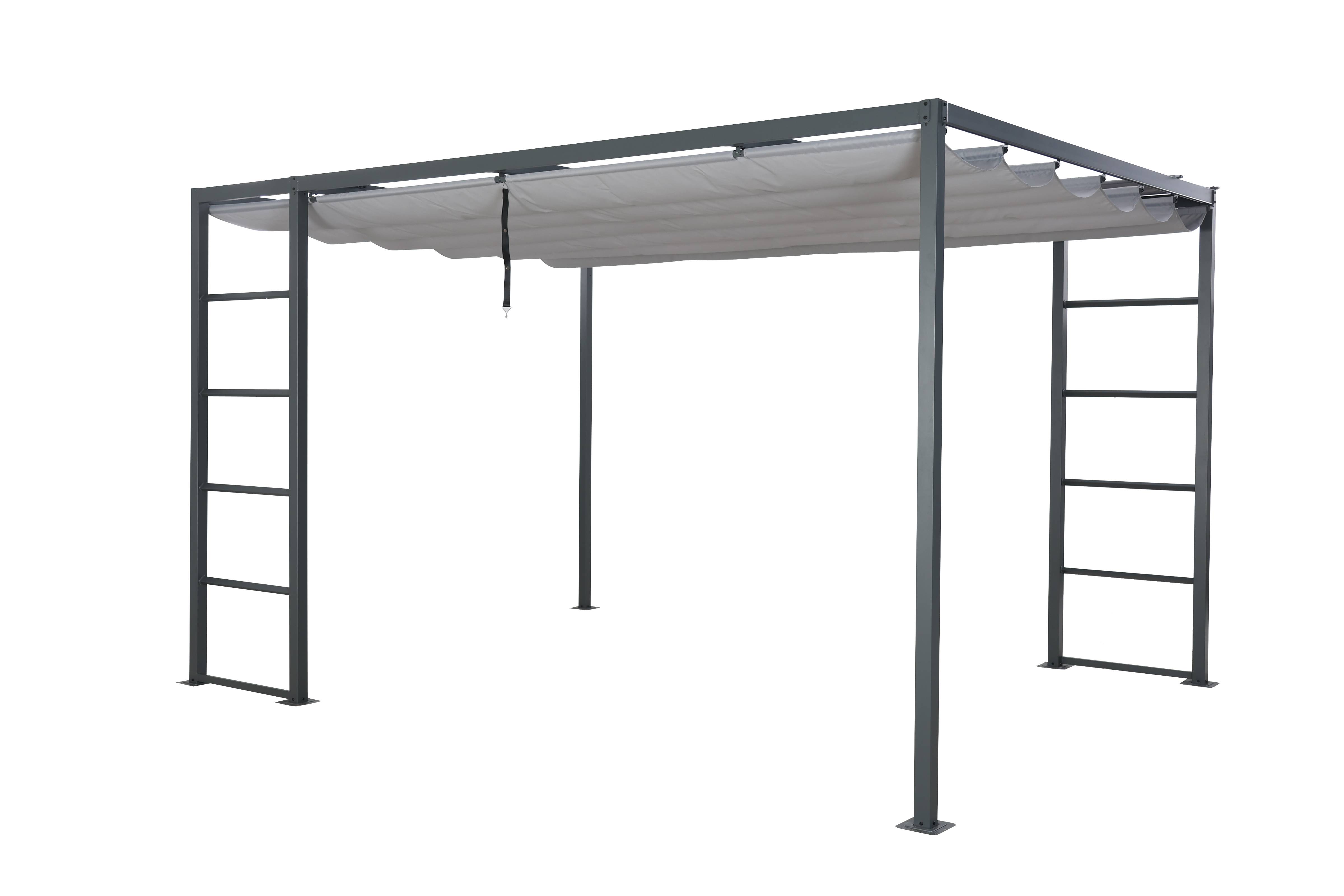 Ecloz - Tonnelle avec toit coulissant 3 m x 4 m anthracite - ECLOZ