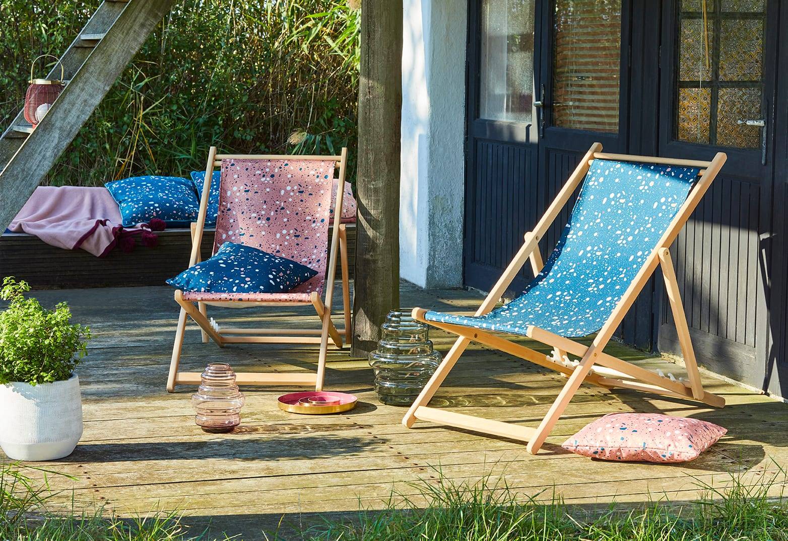 Jardin privé - Coussin déco Terrazzo Bleu L. 40 x l. 40 cm - Image 2