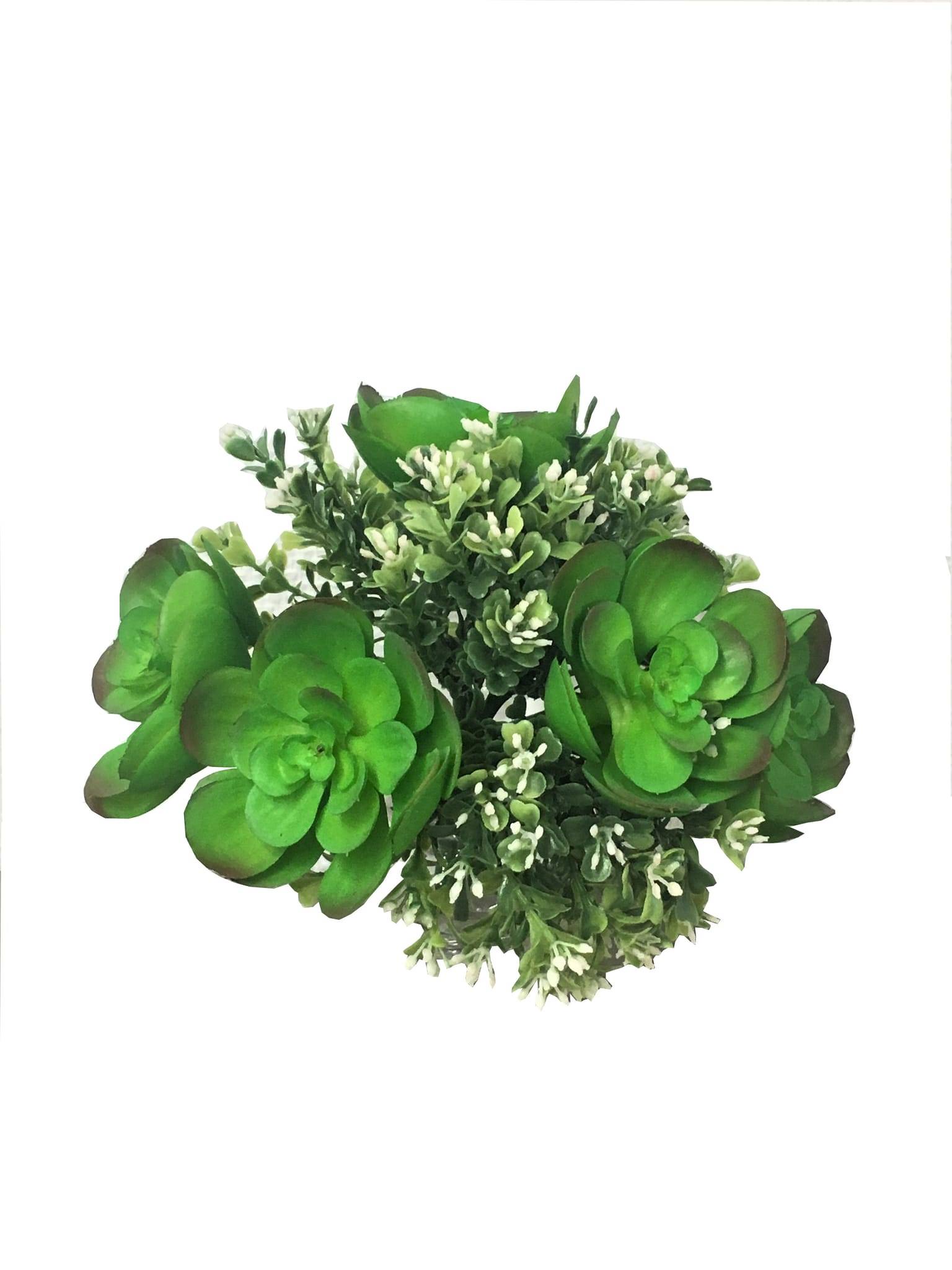 Kalyste - Kalyste - Bouquet 8 succulentes artificielles vert & blanc