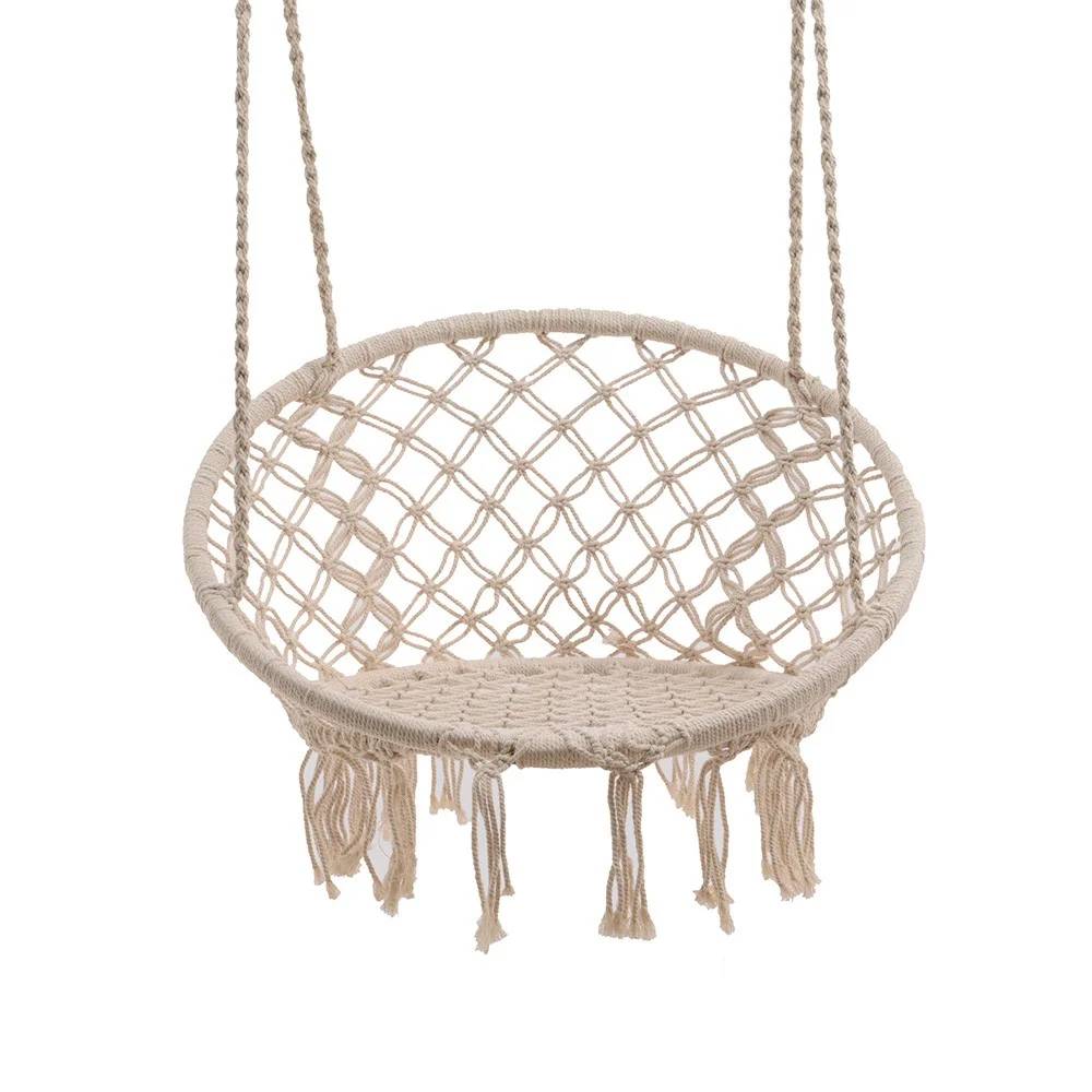 Decoris - Chaise hamac suspendu Écru Poly Coton H.123 x Ø.82 cm