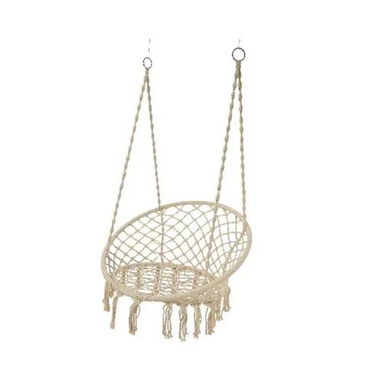 Decoris - Chaise hamac suspendu Écru Poly Coton H.123 x Ø.82 cm - Image 5