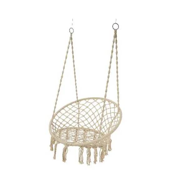 Decoris - Chaise hamac suspendu Écru Poly Coton H.123 x Ø.82 cm - Imagen 5