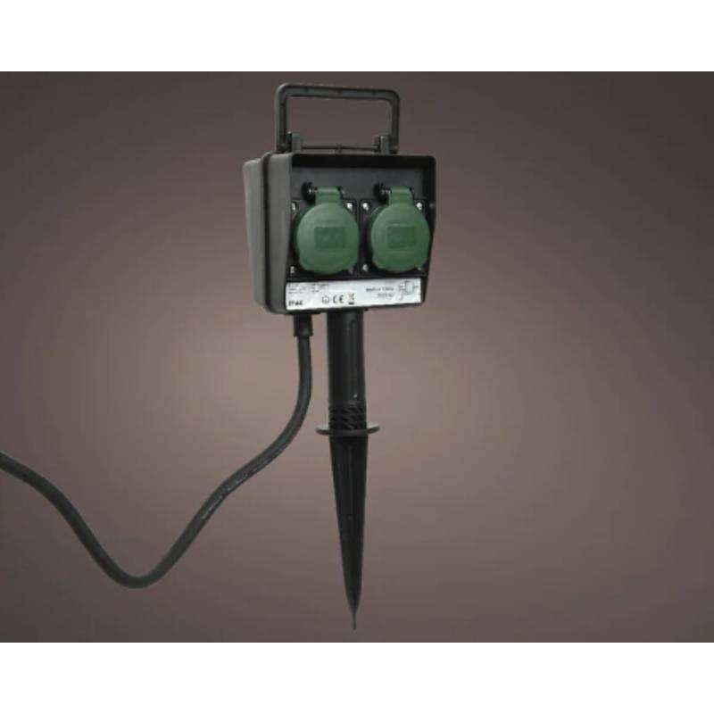Luminéo - Pique de jardin 2 prises pour l'extérieur L.12 x l.10 x H.38 cm