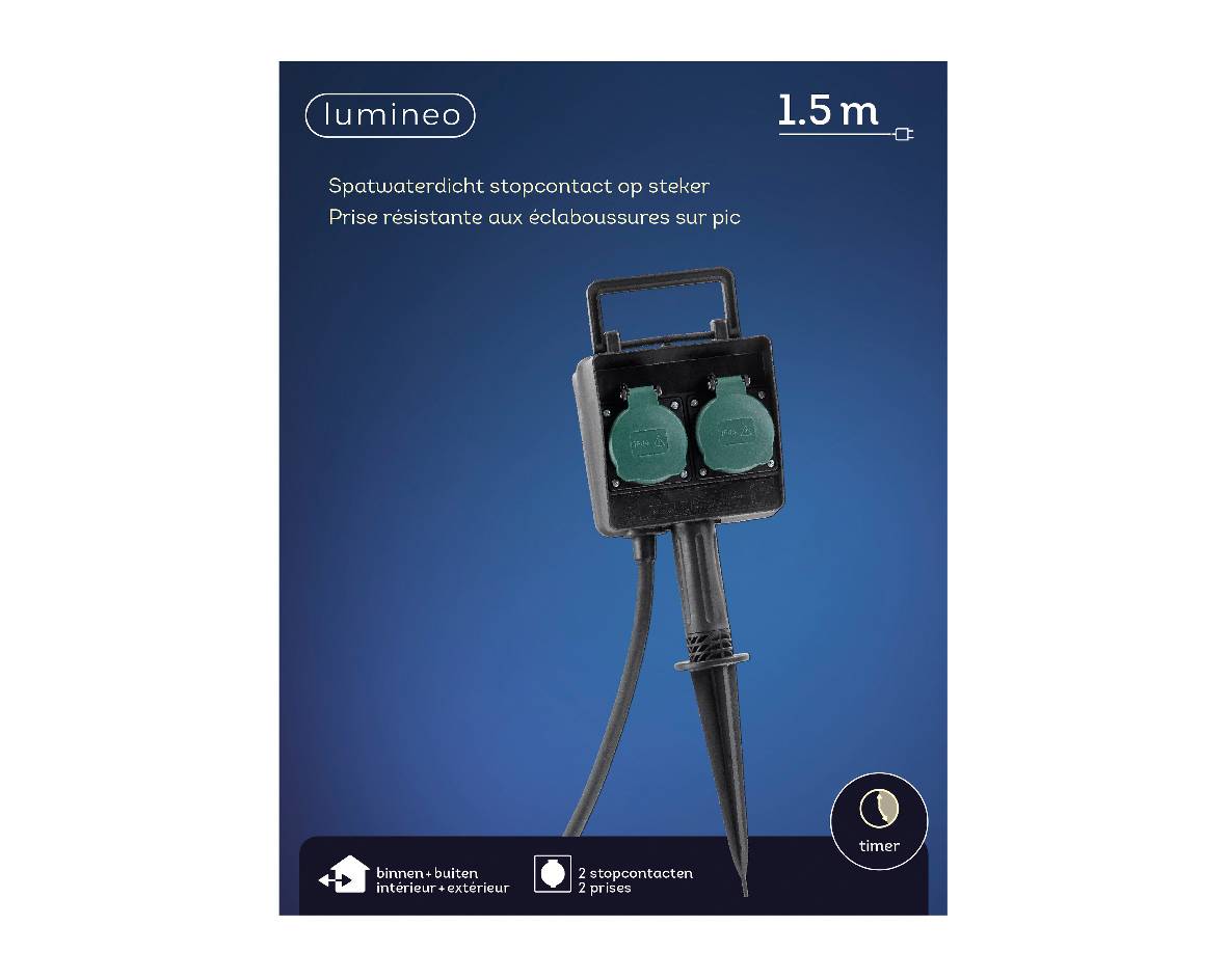 Luminéo - Pique de jardin 2 prises pour l'extérieur L.12 x l.10 x H.38 cm - Imagen 2
