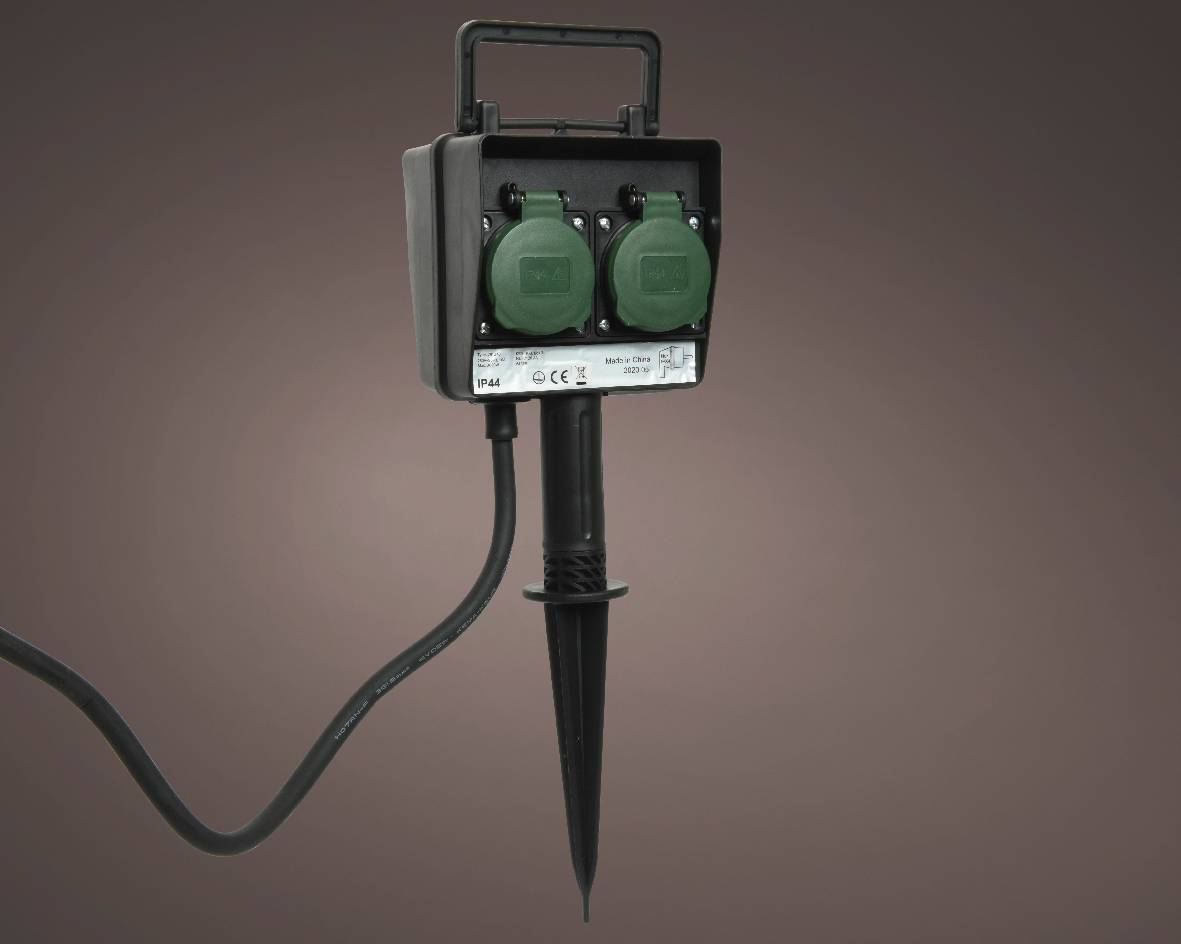 Luminéo - Pique de jardin 2 prises pour l'extérieur L.12 x l.10 x H.38 cm - Imagen 3
