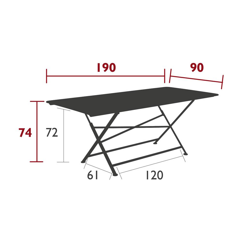 Fermob - Table de jardin rectangulaire pliante acier piment 8 personnes Cargo Fermob - Image 7