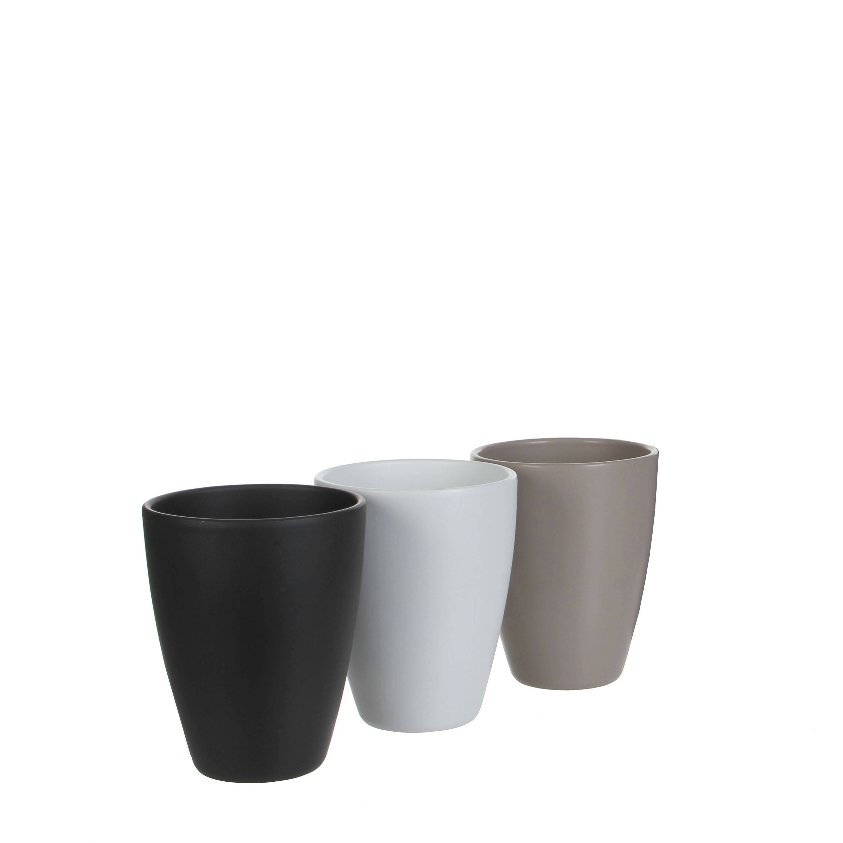 Tusca pot ronde mat 3 assorti pdq -ceram.-Blanc- h17xd13,5cm
