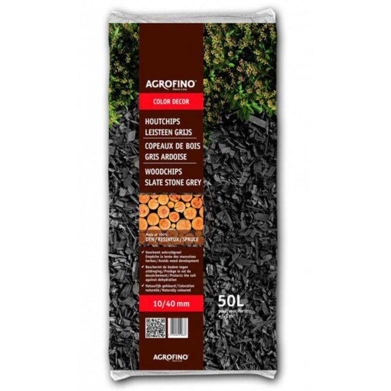 Copeaux de bois mulch pin gris ardoise L.50L granulométrie 10/40 mm - Agrofino