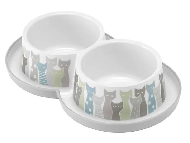 Double gamelle Chat Impression Gouttière 2x350 ml - MODERNA