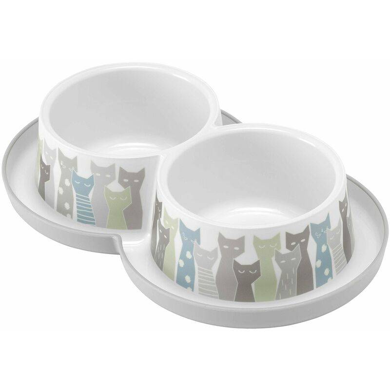 Double gamelle Chat Impression Gouttière 2x350 ml - MODERNA - Image 2