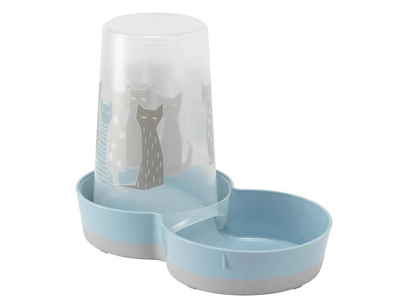 Distributeur de croquettes et eau plastique sérigraphié 1,5 litres - MODERNA - Image 1