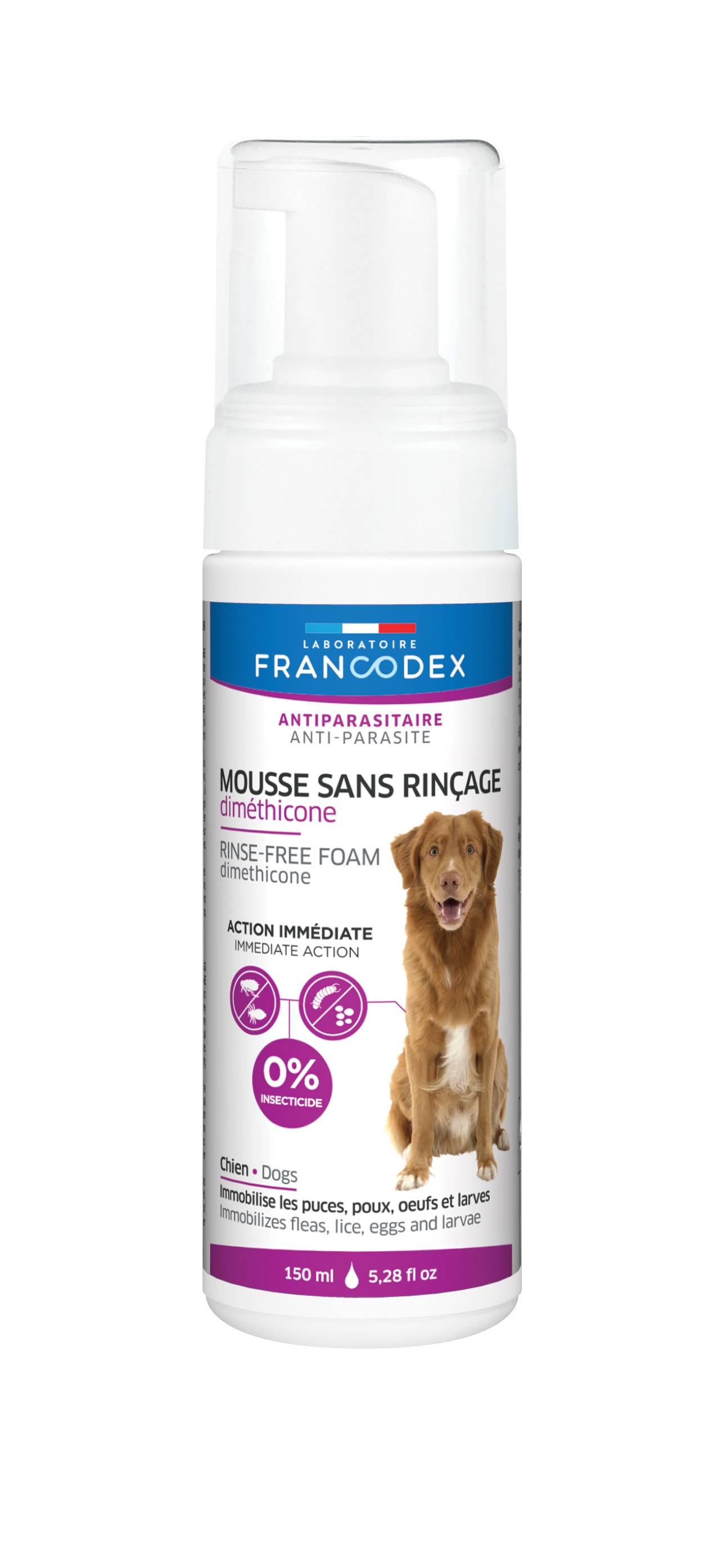 Francodex - Mousse sans rinçage au dimethicone 150 ml