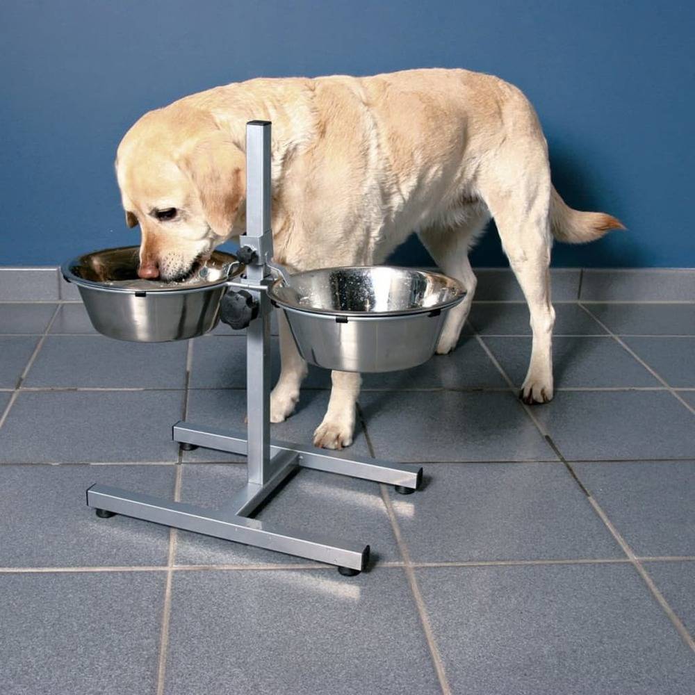 Jeu de Bols Support Réglable Métal Argent Ø 20 cm H 40 cm 3,6 L - TRIXIE