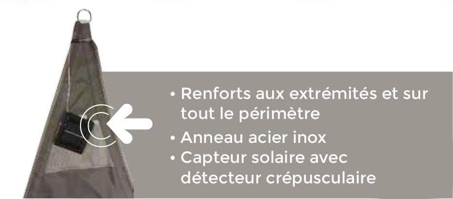 Voile d'ombrage triangulaire Led solaires Bleu nuit L.3,60 m - Image 2