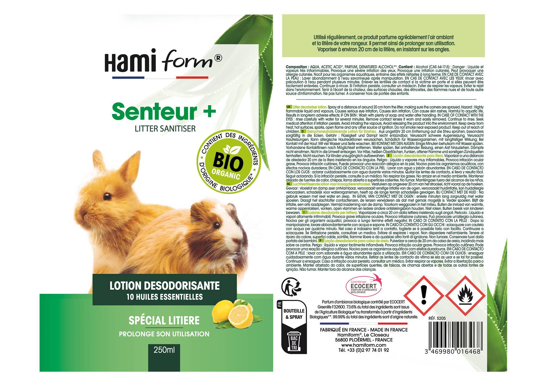 Hamiform - Spray désodorisant Senteur + bio 250 ml - Imagen 2
