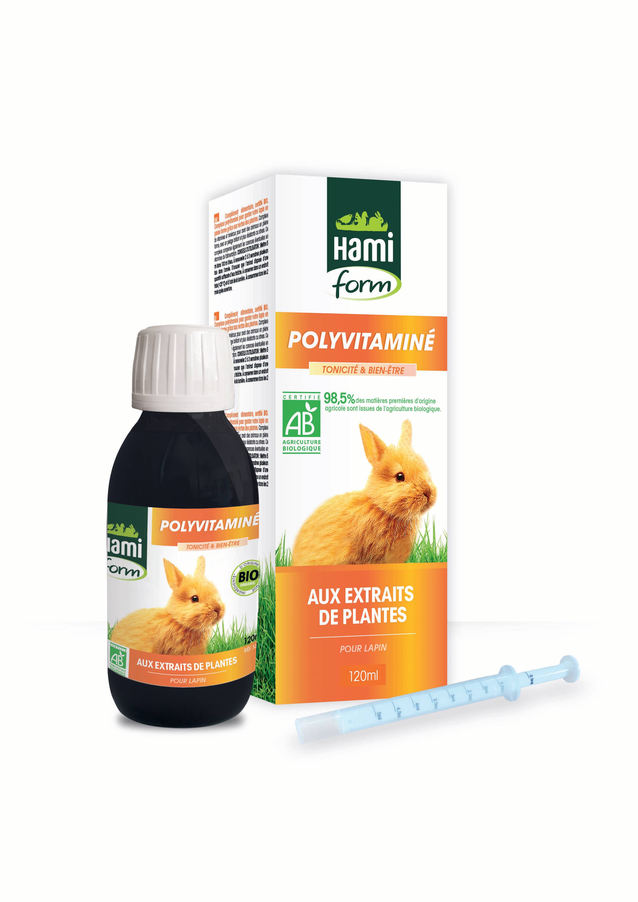 Hamiform - Complément alimentaire Polyvitaminé bio pour lapin 120 ml