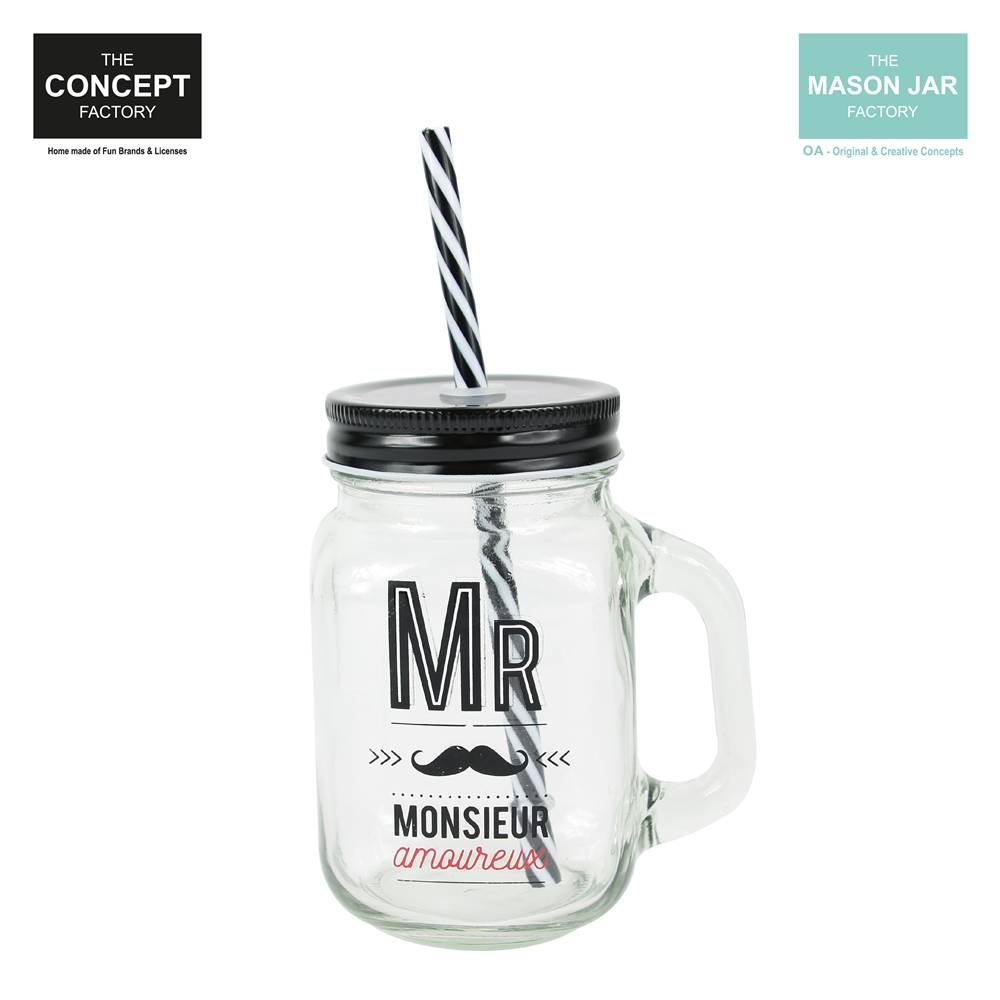 Bocal Mason Jar Mr Amoureux 45 cl - Image 1