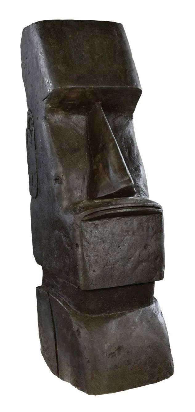 W.Hairie-Grandon - Statue Moaï décorative béton ciré noir H 80 cm - W.HAIRIE - Image 2
