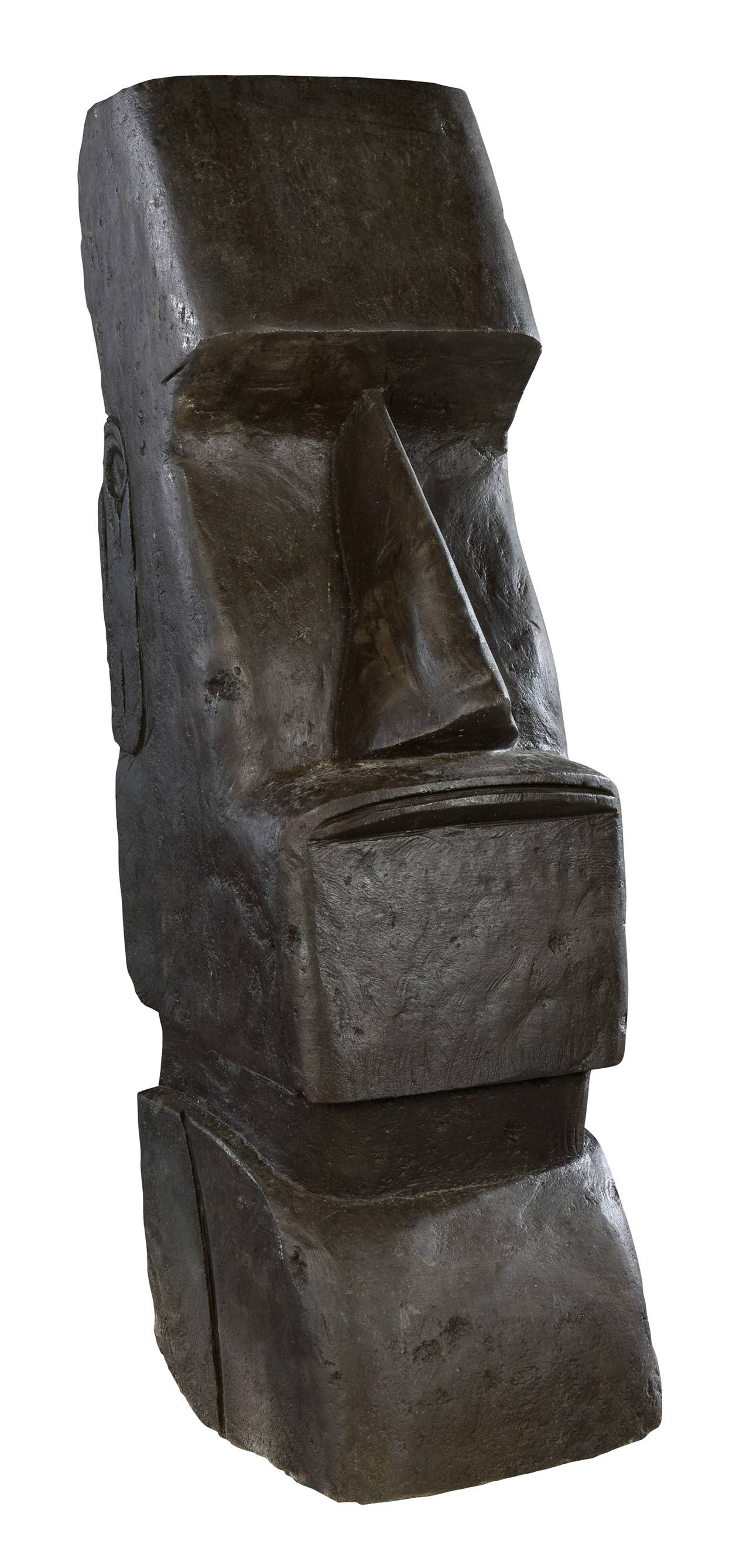 W.Hairie-Grandon - Statue Moaï décorative béton ciré noir H 80 cm - W.HAIRIE - Image 1