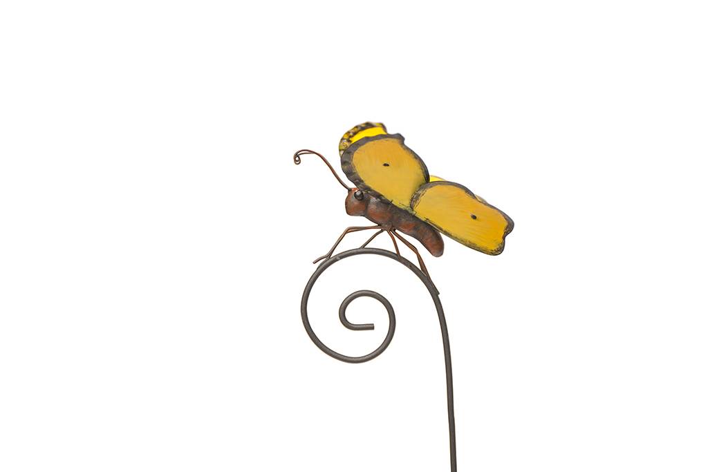 Garden ID - Décoration métal papillon jaune L.14 x l.18 x H.98 cm - Image 3