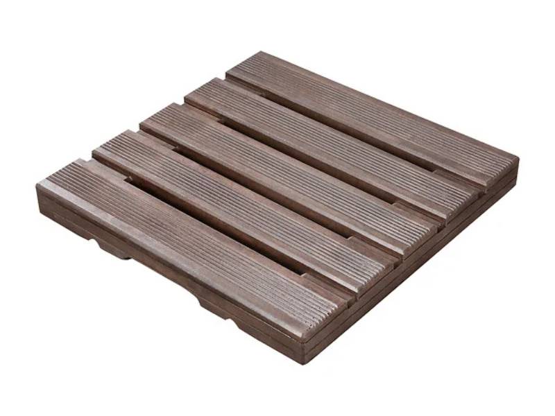 W Hairie Grandon - Caillebotis carré pierre reconstituée ton bois L 40 cm l 40 cm H 4,5 cm - W.HAIRIE