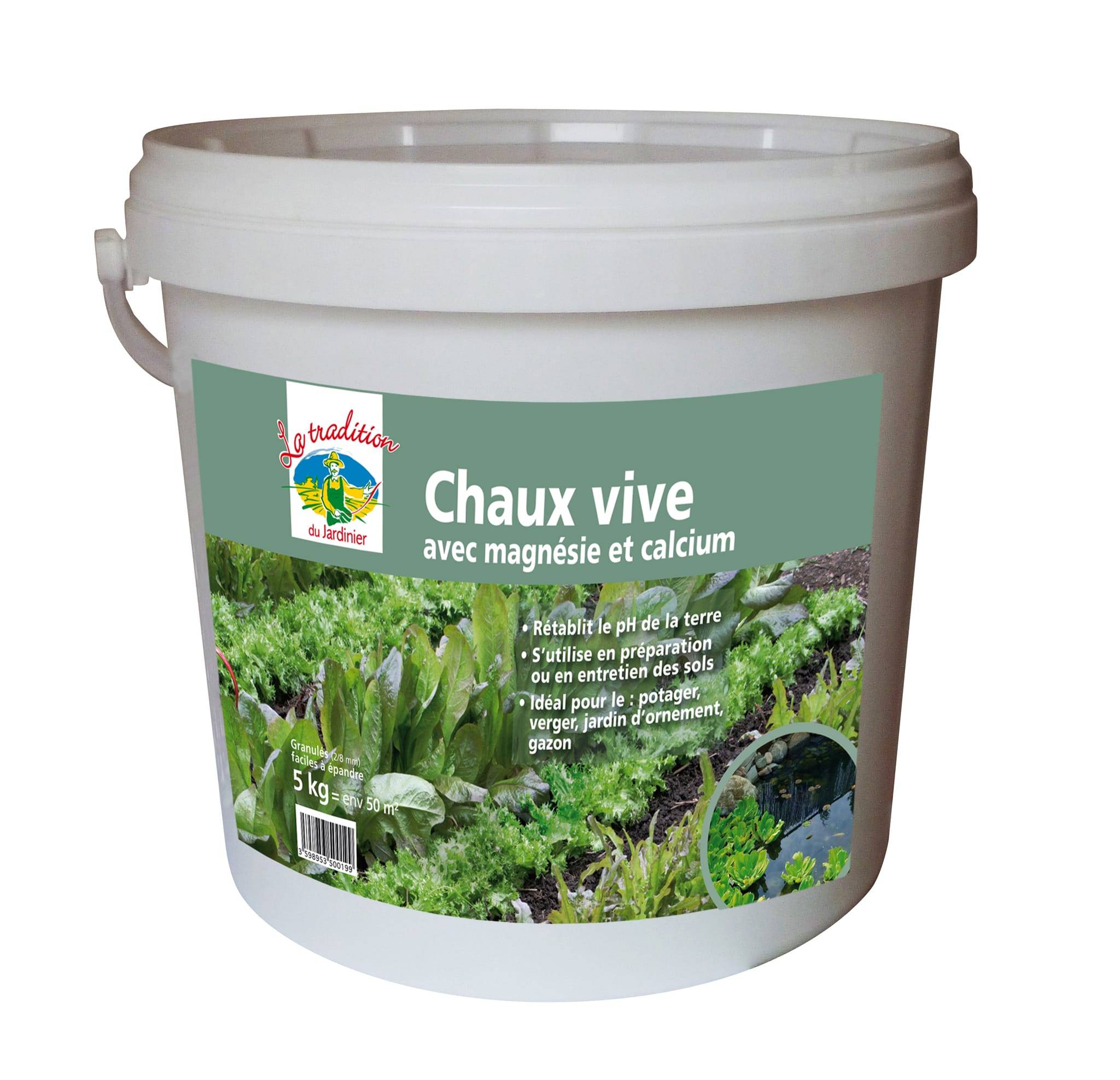 La tradition du Jardinier - Seau de chaux vive avec magnésie et calcium 5 kg