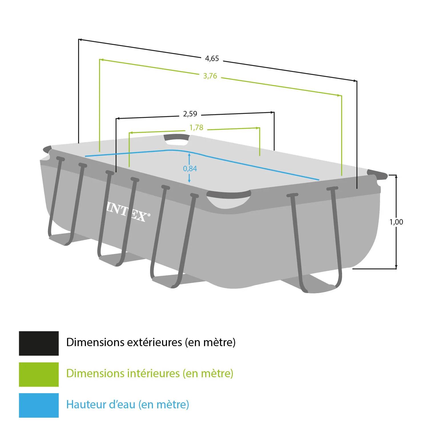 Intex - Kit piscine Prism Frame rectangulaire 4,00 x 2,00 x 1,00 m - Imagen 6
