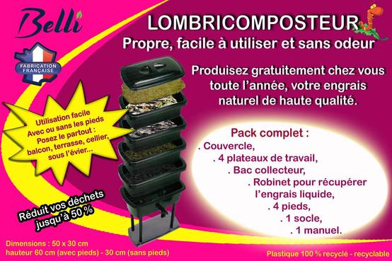 Belli - Lombricomposteur Noir 4 Bacs 32L – BELLIJARDIN - Image 2