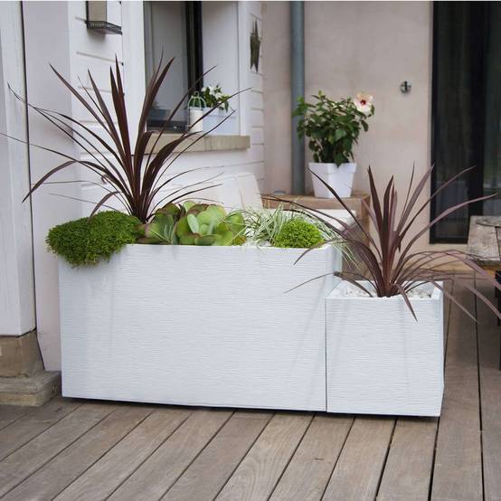 EDA Plastiques - Pot de fleurs carré graphit blanc L39.5 x l39.5 x H43.5 cm - Image 14