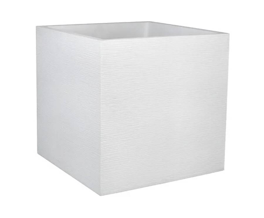 EDA Plastiques - Pot de fleurs carré graphit blanc L49.5 x l49.5 x H49.5 cm