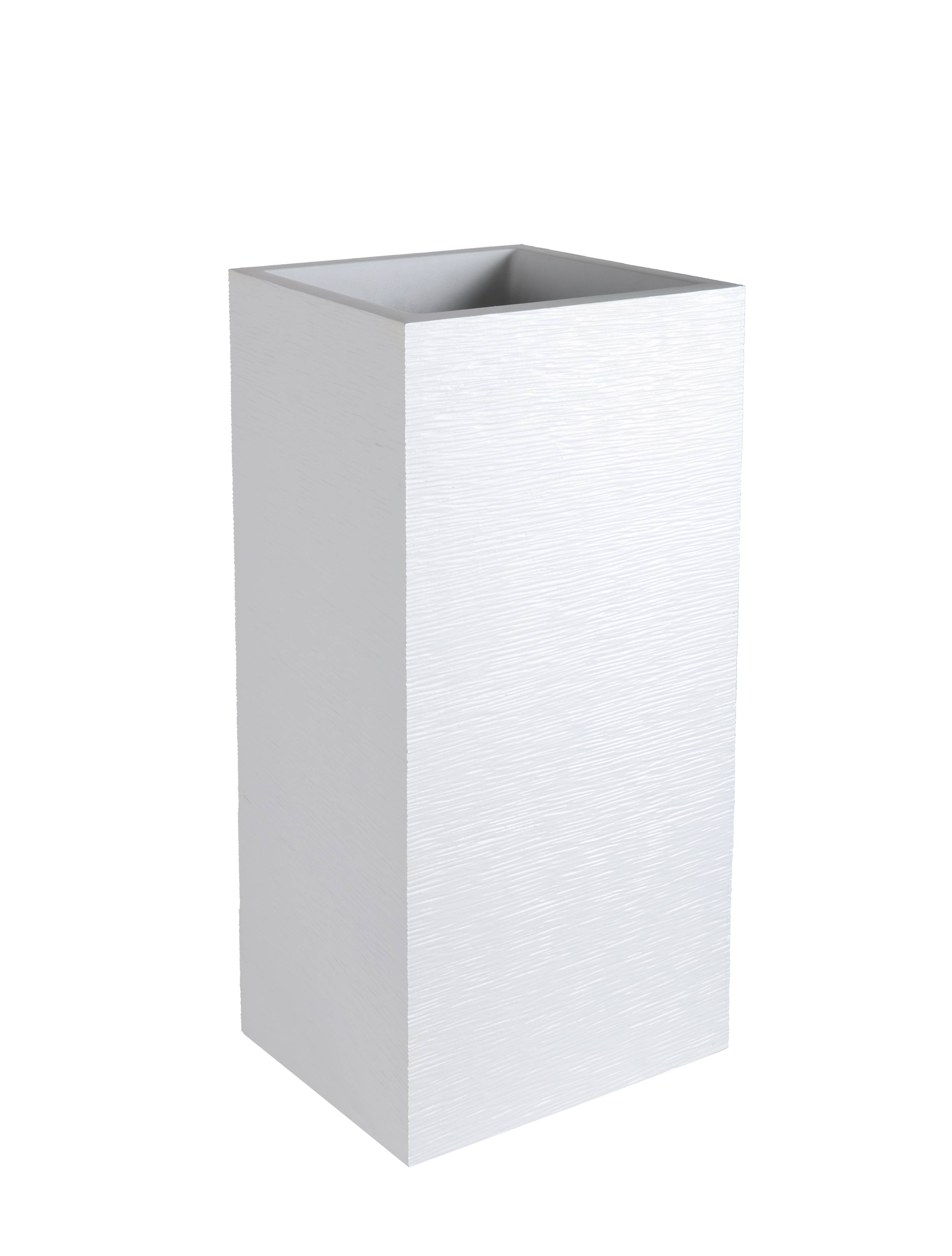EDA Plastiques - Pot de fleurs carré graphit blanc L39.5 x l39.5 x H80 cm - Imagen 5