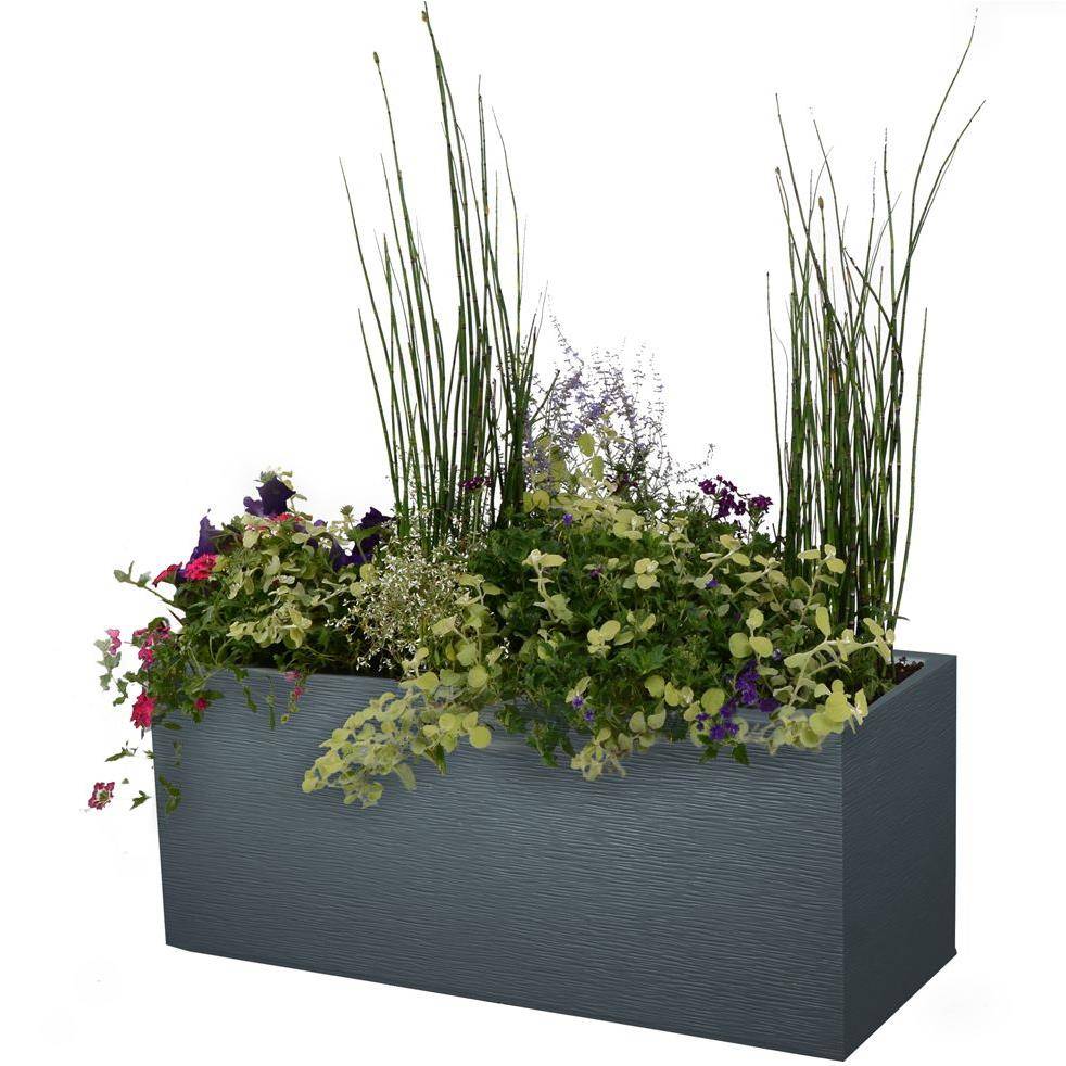 EDA Plastiques - Jardinière Graphit résine L99.5 H43 blanc - Image 6