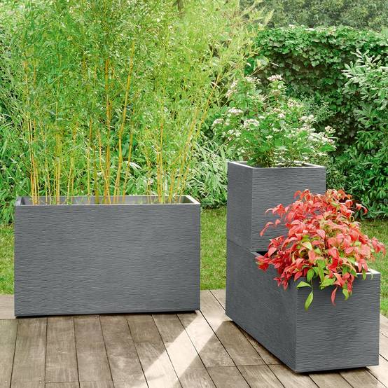 EDA Plastiques - Jardinière Graphit résine L99.5 H43 blanc - Image 3