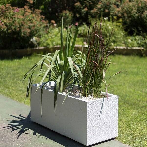 EDA Plastiques - Jardinera rectangular grafito blanco L99.5 x l39.5 x H43.5 cm - Imagen 10