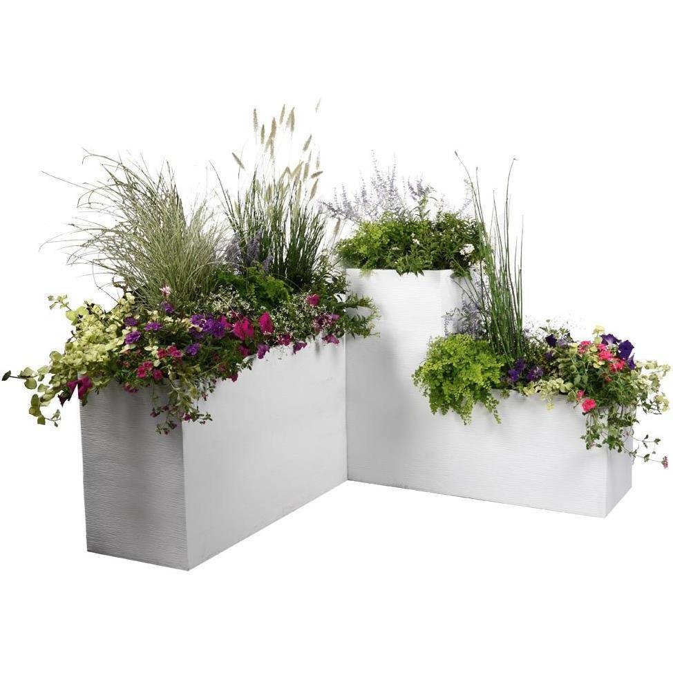 EDA Plastiques - Jardinera rectangular grafito blanco L99.5 x l39.5 x H43.5 cm - Imagen 7
