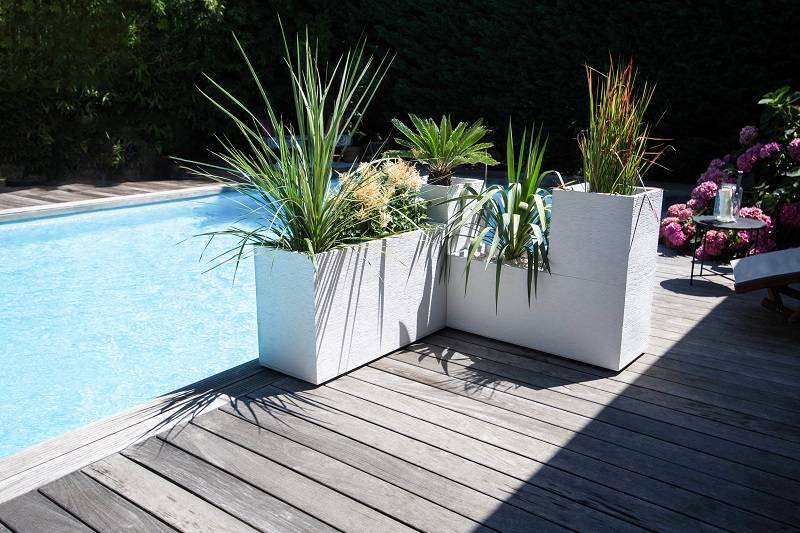 EDA Plastiques - Jardinera rectangular grafito blanco L99.5 x l39.5 x H43.5 cm - Imagen 3