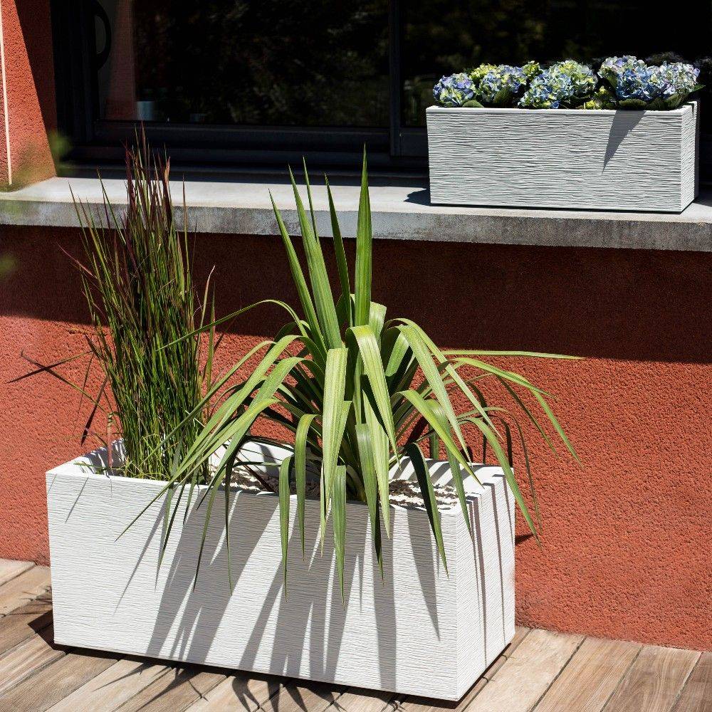 EDA Plastiques - Jardinera rectangular grafito blanco L99.5 x l39.5 x H43.5 cm - Imagen 2