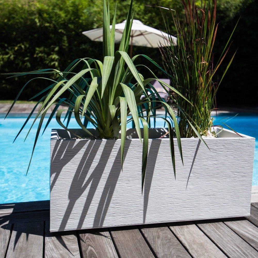 EDA Plastiques - Jardinera rectangular grafito blanco L99.5 x l39.5 x H43.5 cm - Imagen 5
