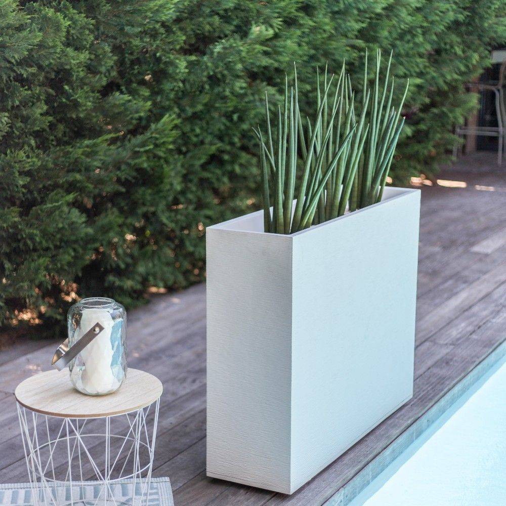 EDA Plastiques - Muret-jardinière Graphit blanc cérusé - EDA