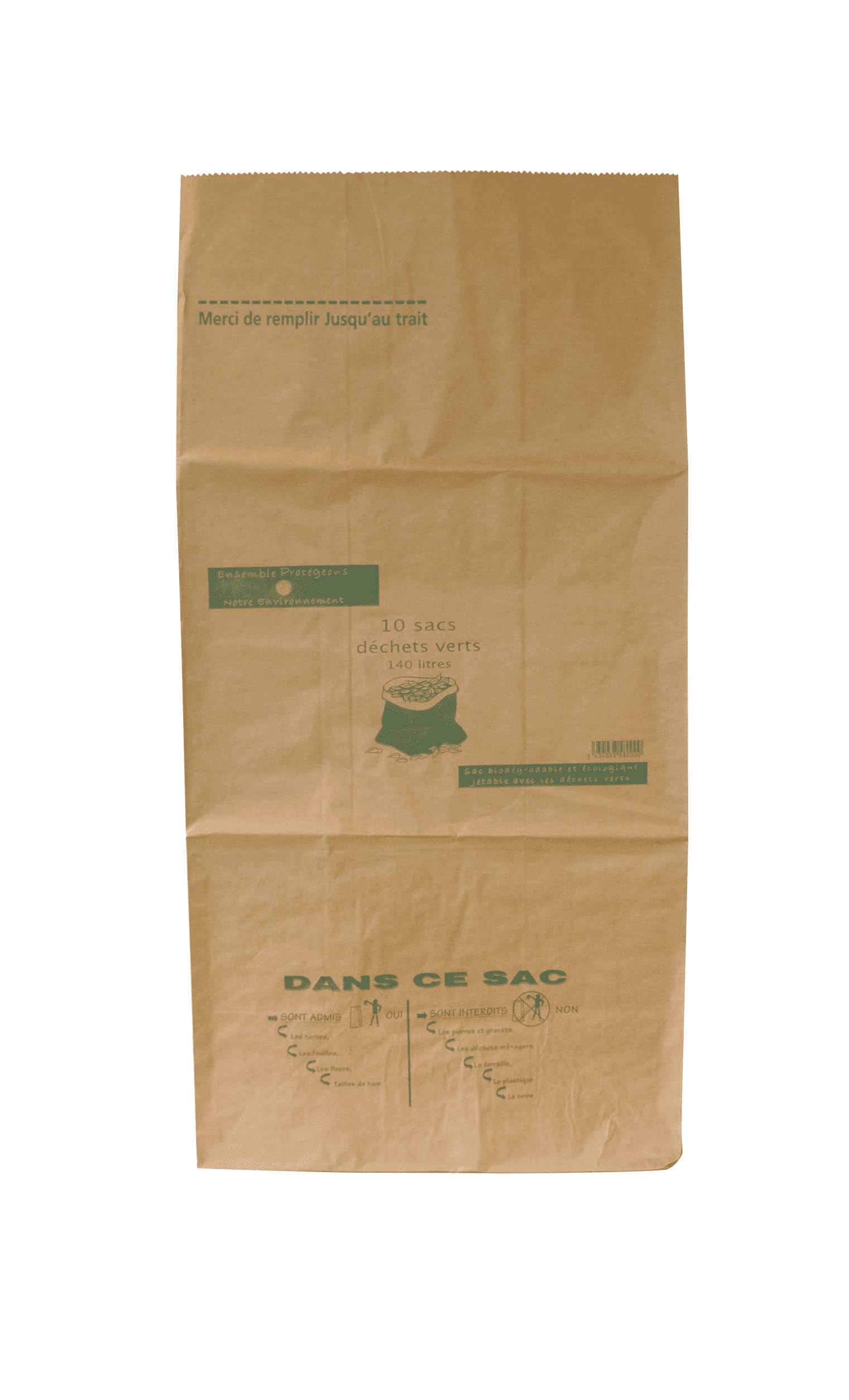 5 Sacs déchets verts papier kraft brun recyclé traité W.S. 120 L - Image 2