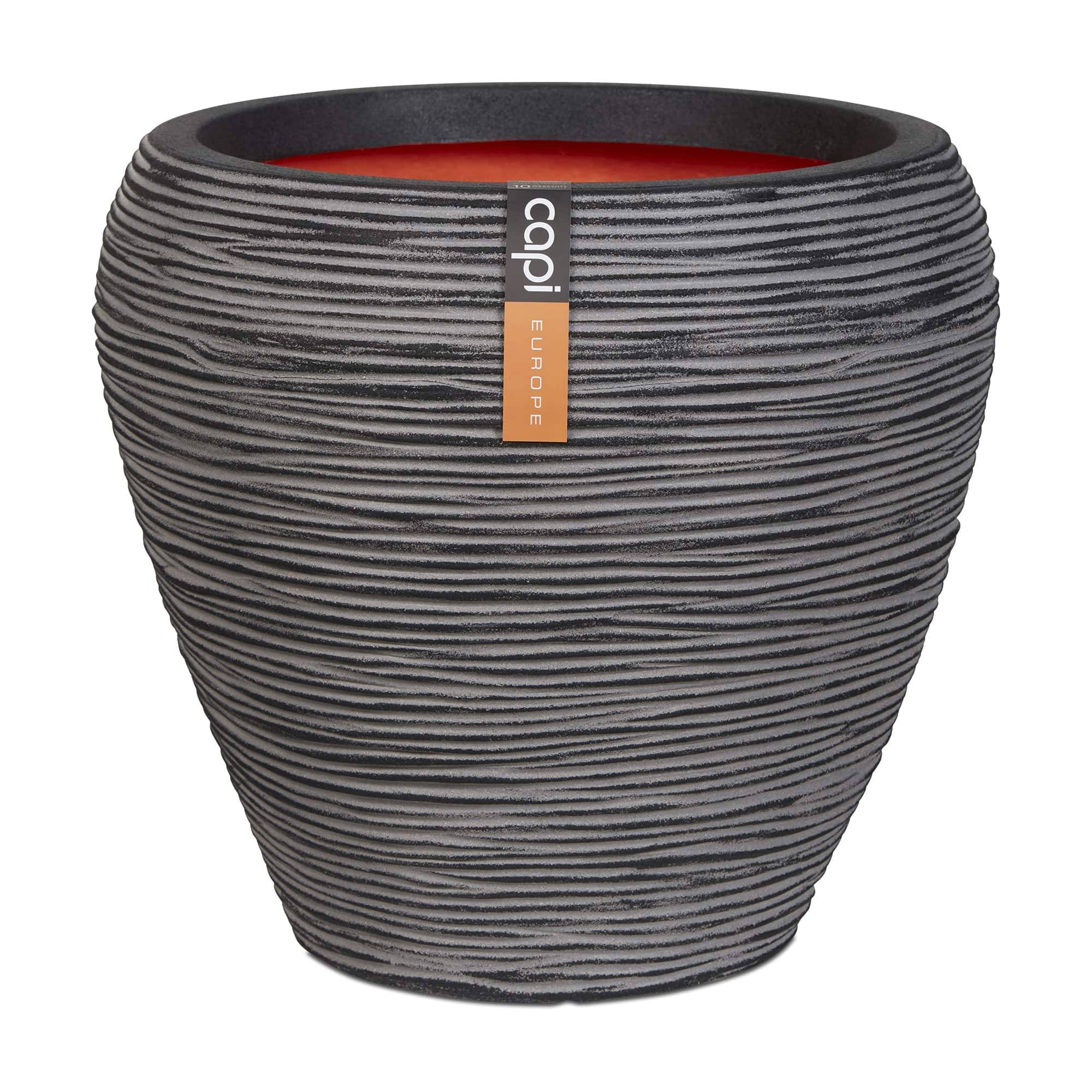 Capi - Capi - Vase évasé rond Rib anthracite Ø.42 x H.38 cm