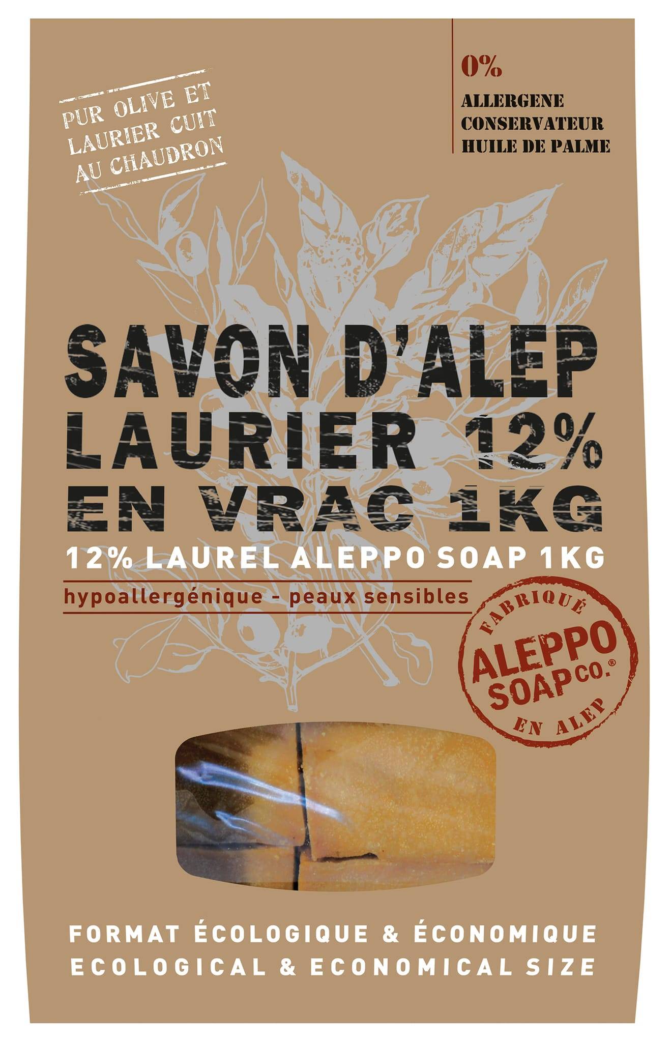 Aleppo Soap Co. - Savon d'Alep 12% de laurier 1 kg