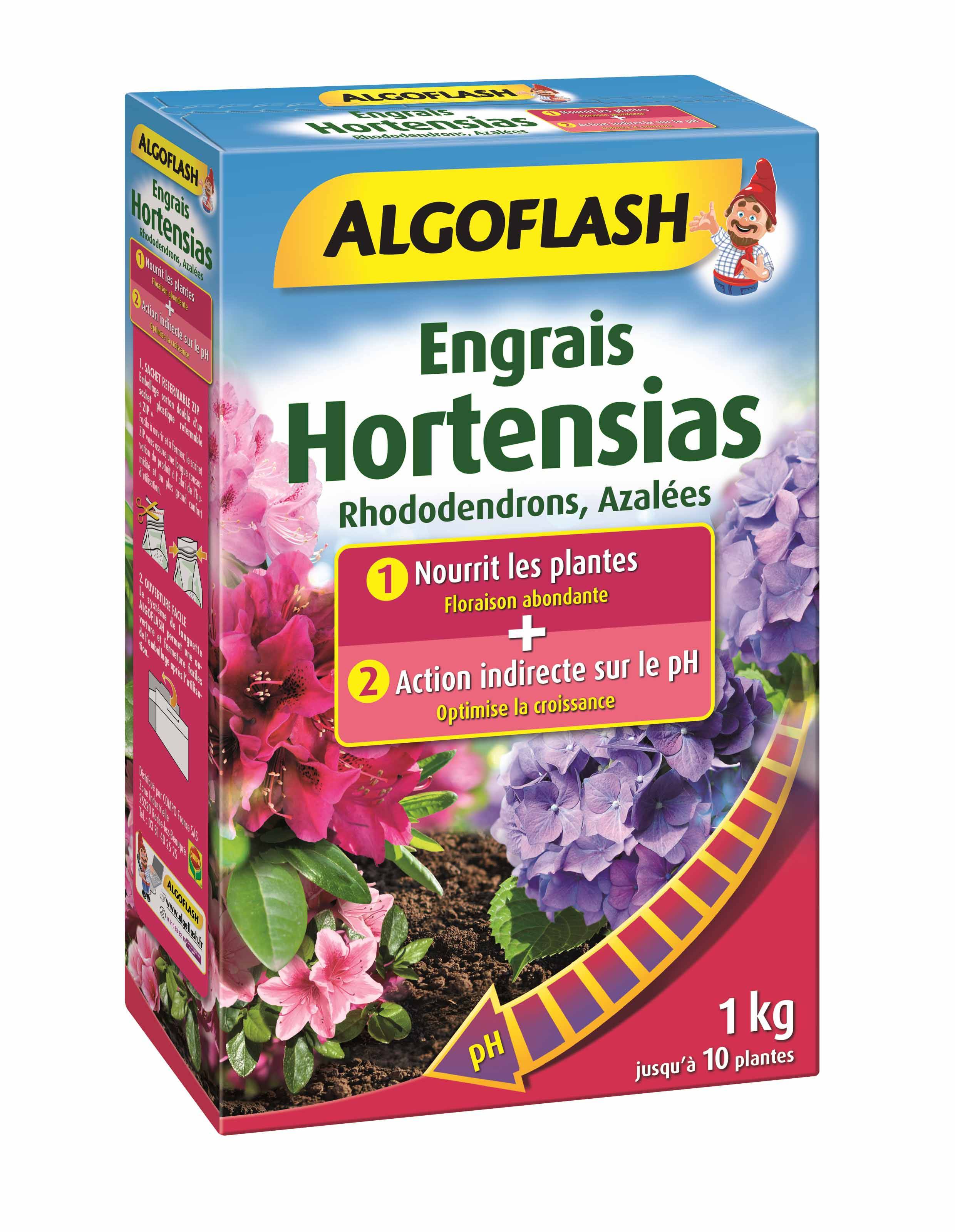 Algoflash - Engrais Hortensias, Rhododendrons, Azalées Spécial pH 1 kg