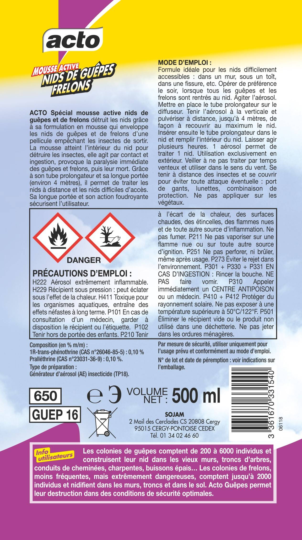 Acto - Mousse Active Nids De Guêpes Et De Frelons - ACTO - Imagen 2