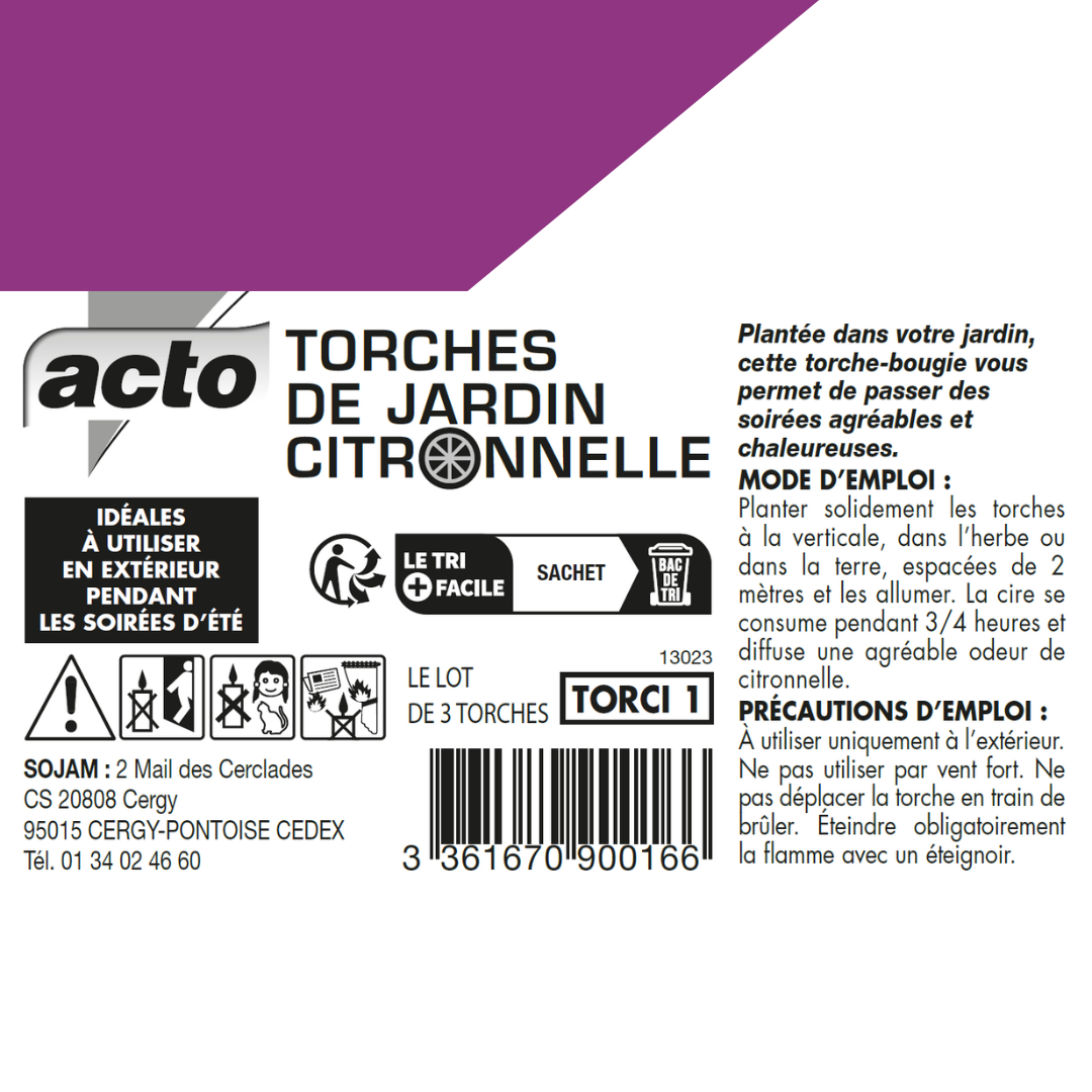 Torche de jardin citronnelle lot de 3 ACTO - Image 3