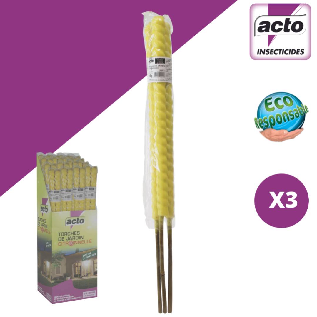 Torche de jardin citronnelle lot de 3 ACTO - Image 2