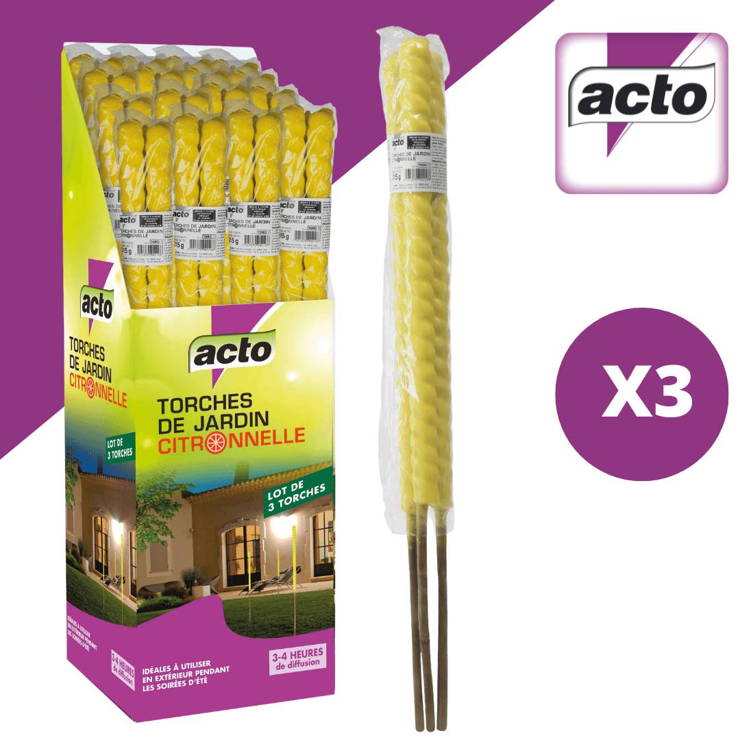 Torche de jardin citronnelle lot de 3 ACTO - Image 1