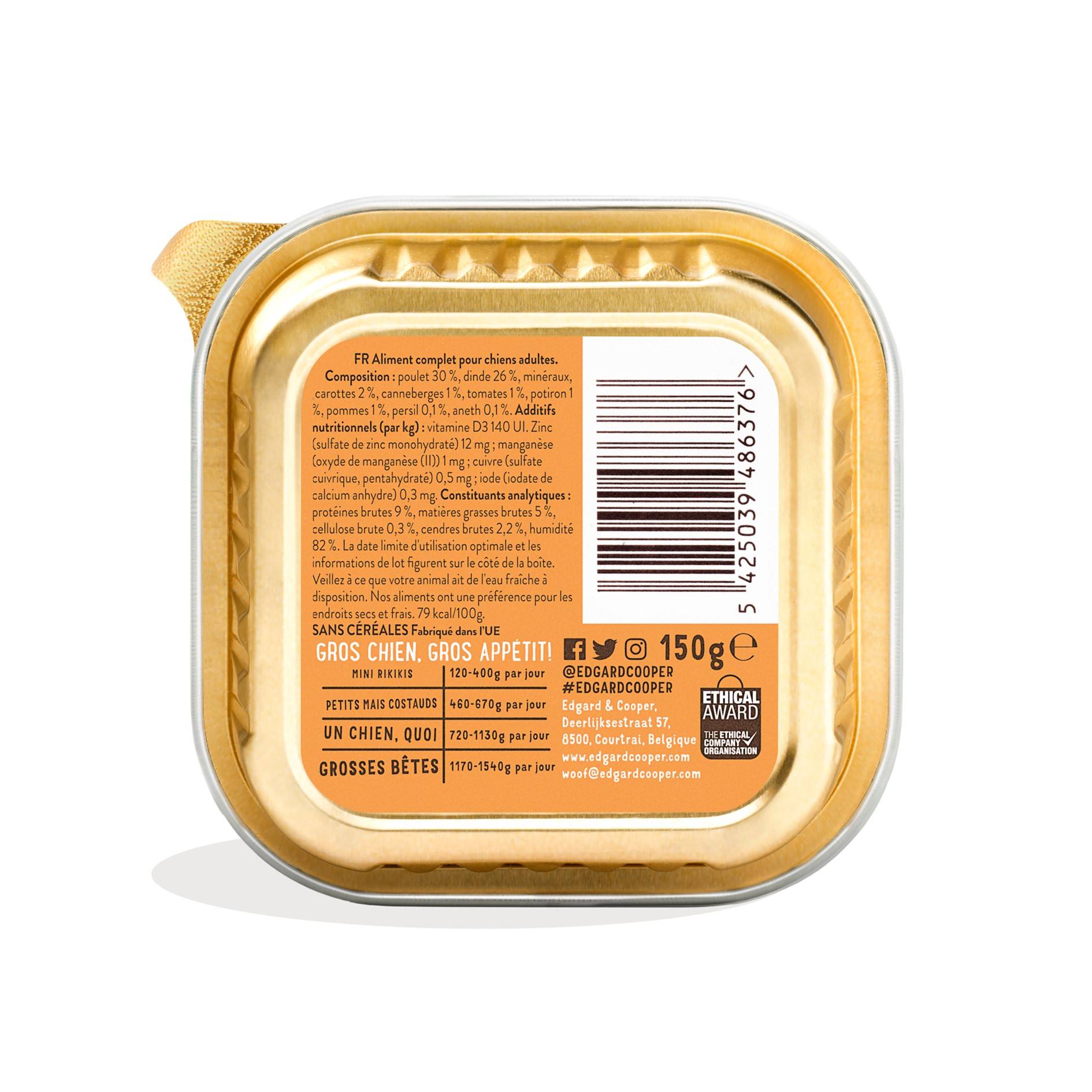 Edgard & Cooper - Comida húmeda perro adulto sin cereales pollo pavo aves 150 g - Edgard & Cooper - Imagen 2